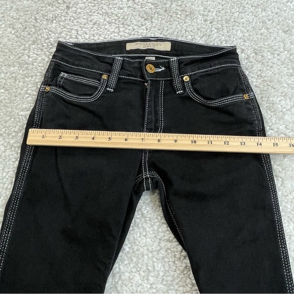 Burberry Brit Flare Black Jeans. Retro 70s Contrast Stitch. Tagged 27, Actual 24 - Picture 12 of 15